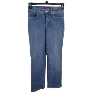 NYDJ Womens 2 Straight leg High Rise Medium Wash Casual Bottoms Denim